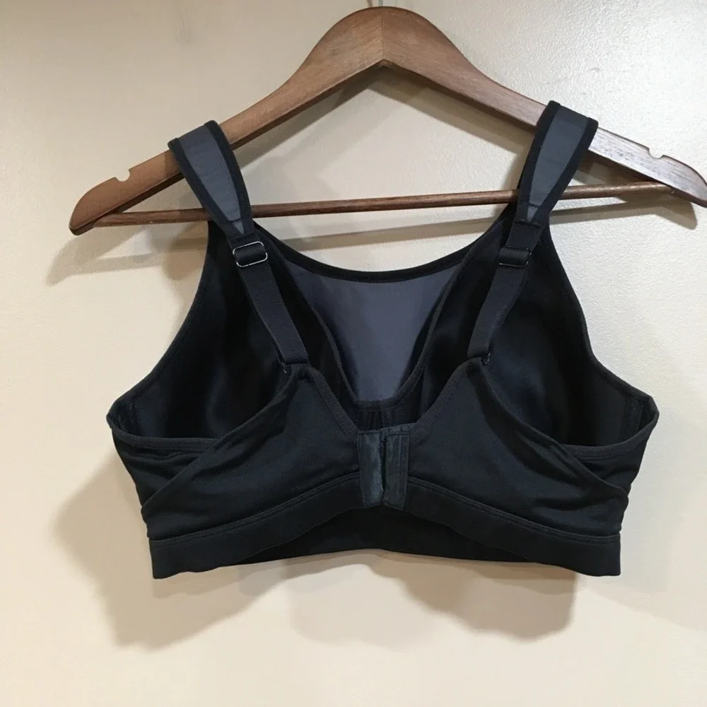 Brooks Maia High Impact Underwire Sports Bra 34E 34DD Black Gray Adjustable Run